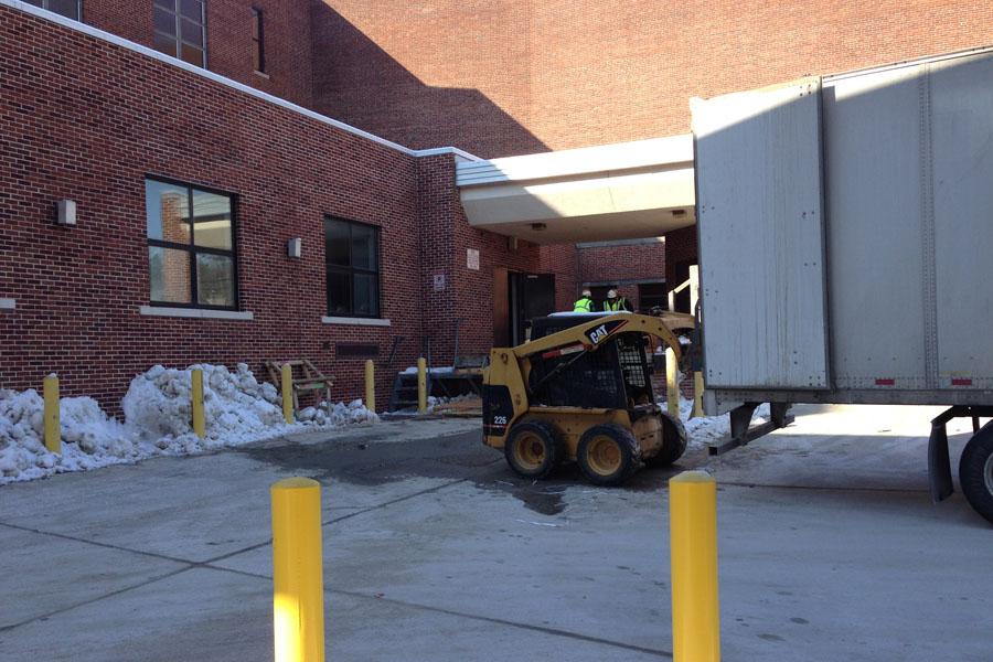 SAFETY FIRST On February 11, 2013 shortly before the end of first period, Assistant Principal Joe Jira came on the intercom and announced to all students and teachers that a tractor trailer was being unloaded outside the gym entrance. Construction has impacted student’s usual paths walking around the school and this construction interference should be avoided walking to the gym or trailers nearby.