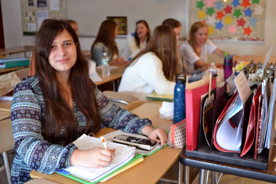 Kalliopi Sommis ('15) strives in her classes to meet the academic requirements of a National Merit Scholar finalist. She was one of 16,000 highest scorers  in the nation on the PSAT.