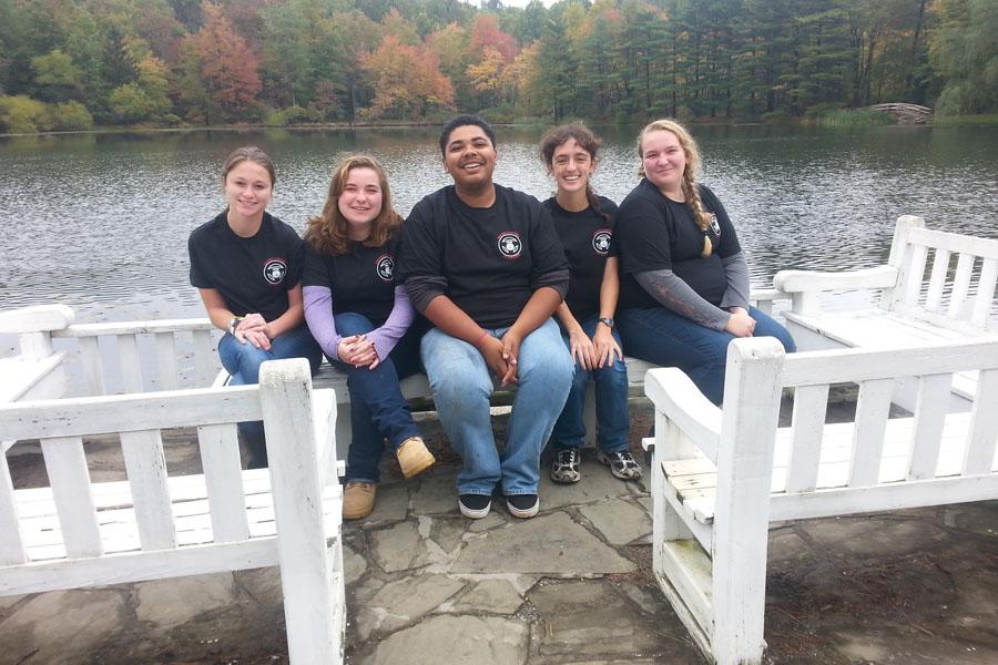 The+officer+team+poses+for+photos+at+Summit+Lake+Camp.+They+attended+a+retreat+for+leadership+training+%28COLT%29.