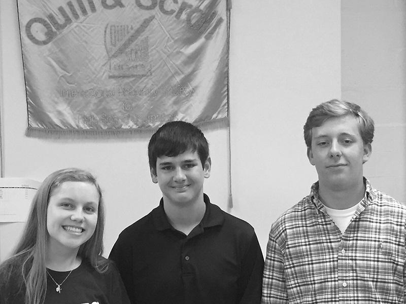 Sarah Wheatley (18), Michael Purdie (18) and Brennan Haines (16) serve as officers in the student government for the upcoming year.  Elections were held after students made speeches during Enrichment.