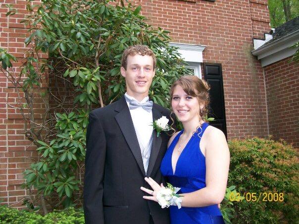 Math teacher Jillian Watkins at her senior prom in '08. Her date is now her husband.