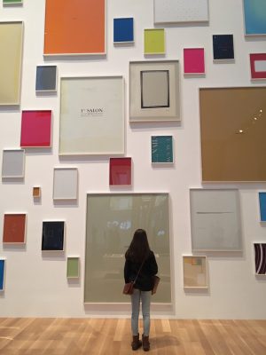 Isabelle Conover (17') admires the art in MOMA.  Conover especially liked the exhibits where you could walk through them and "be in the art."