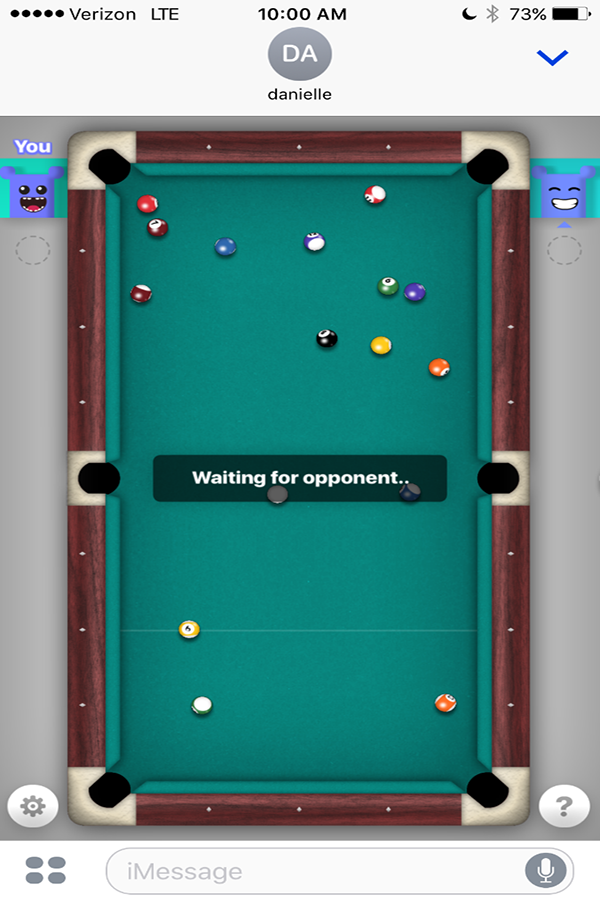 8-ball is a trendy game to play with friends on iPhones. Danielle Alms (’17) won her 58th game against an opponent. 