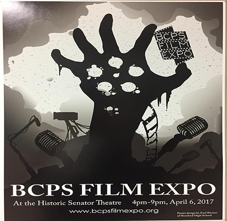 The BCPS Film Expo is a one day event designed to showcase the creative film work of BCPS high school students. Karl Riemers (19) work was chosen as the official poster for the Expo.