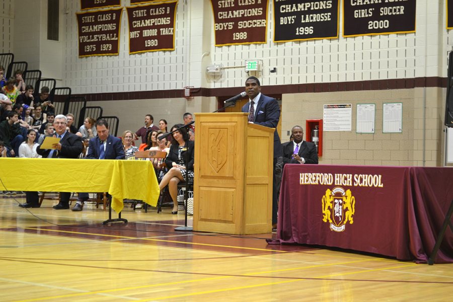 Superintendent Dallas Dance at Hereford High School’s National Blue Ribbon day last May. “The last five years serving as Superintendent of Team BCPS have been the best years of my professional life,” Dance said. “I truly believe BCPS is in a better place today than when I first arrived.”