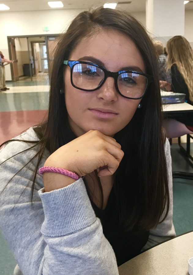 Lindsay Posner (20) is wearing non-prescription glasses. She purchased these fake glasses at Claires for five dollars.