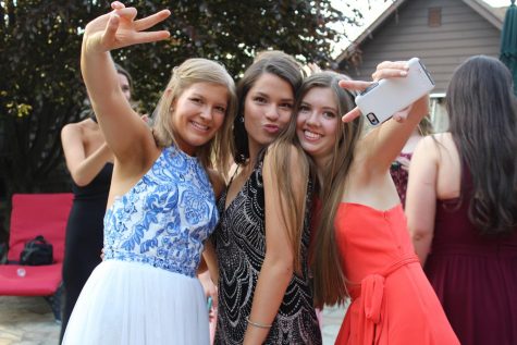 Before prom party with Lila Carroll (18) and Flannery Supplee (18).  We posed for the picture. 