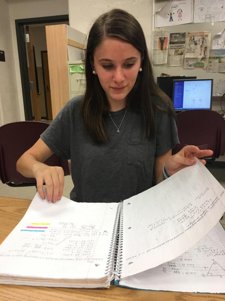 Harbinger reporter Anna Jerrems ('18) studies for her Algebra final. She has been studying diligently. 