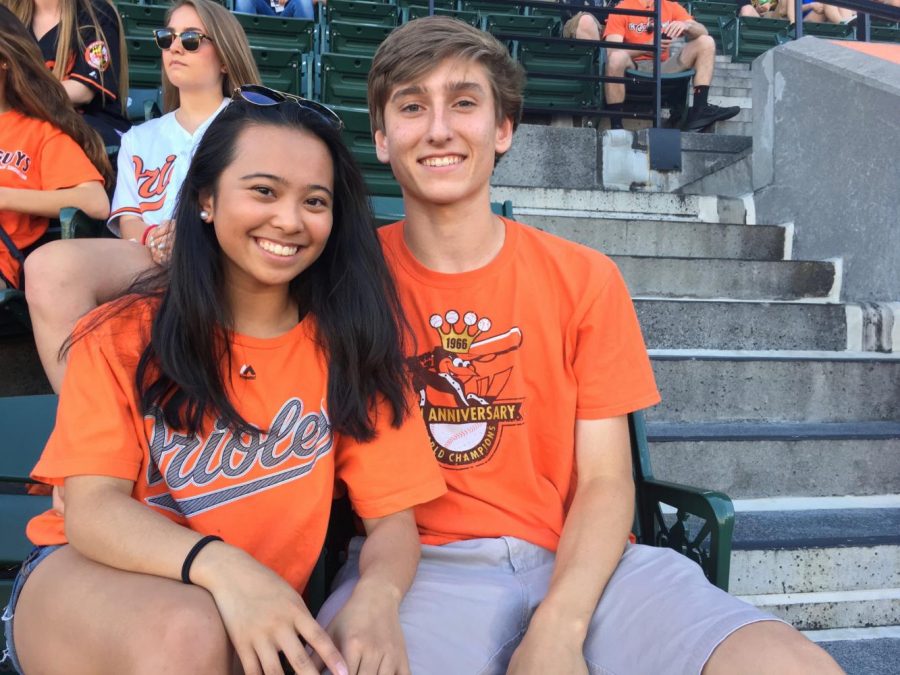 Nico Avila (18) and Katrina Villanueva (18) go to a Baltimore Orioles game and went to dinner after.