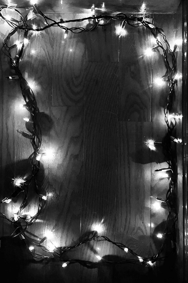 xmas lights b&w