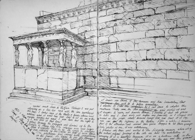 "Erecthion at the Acropolis in the rain"