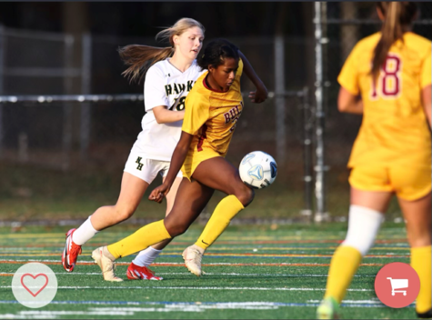 Atkins takes the ball forward in a state quarterfinal matchup against North Harford. She scored the game winner in overtime to settle the game at three-to-two. 