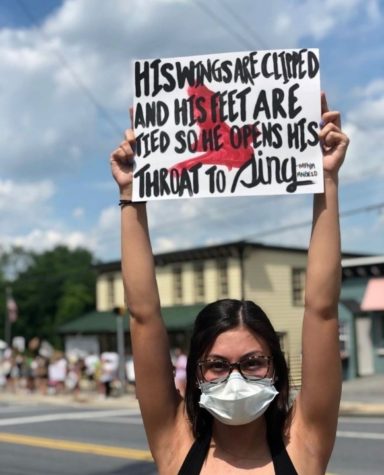 Mathis quotes Maya Angelo on her poster for a protest. She went to the Black Lives Matter protest in Hereford on June 20, 2020.