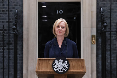 Truss arrives at 10 Downing Street after an audience with Her Majesty Queen Elizabeth II.