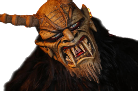 Krampus mask at the traditional Krampus run in Bad Goisern, Austria.