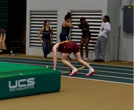 Wheeler is in the starting position for his 500-meter dash at the Hagerstown Invitational, which is one of the team’s more competitive meets.