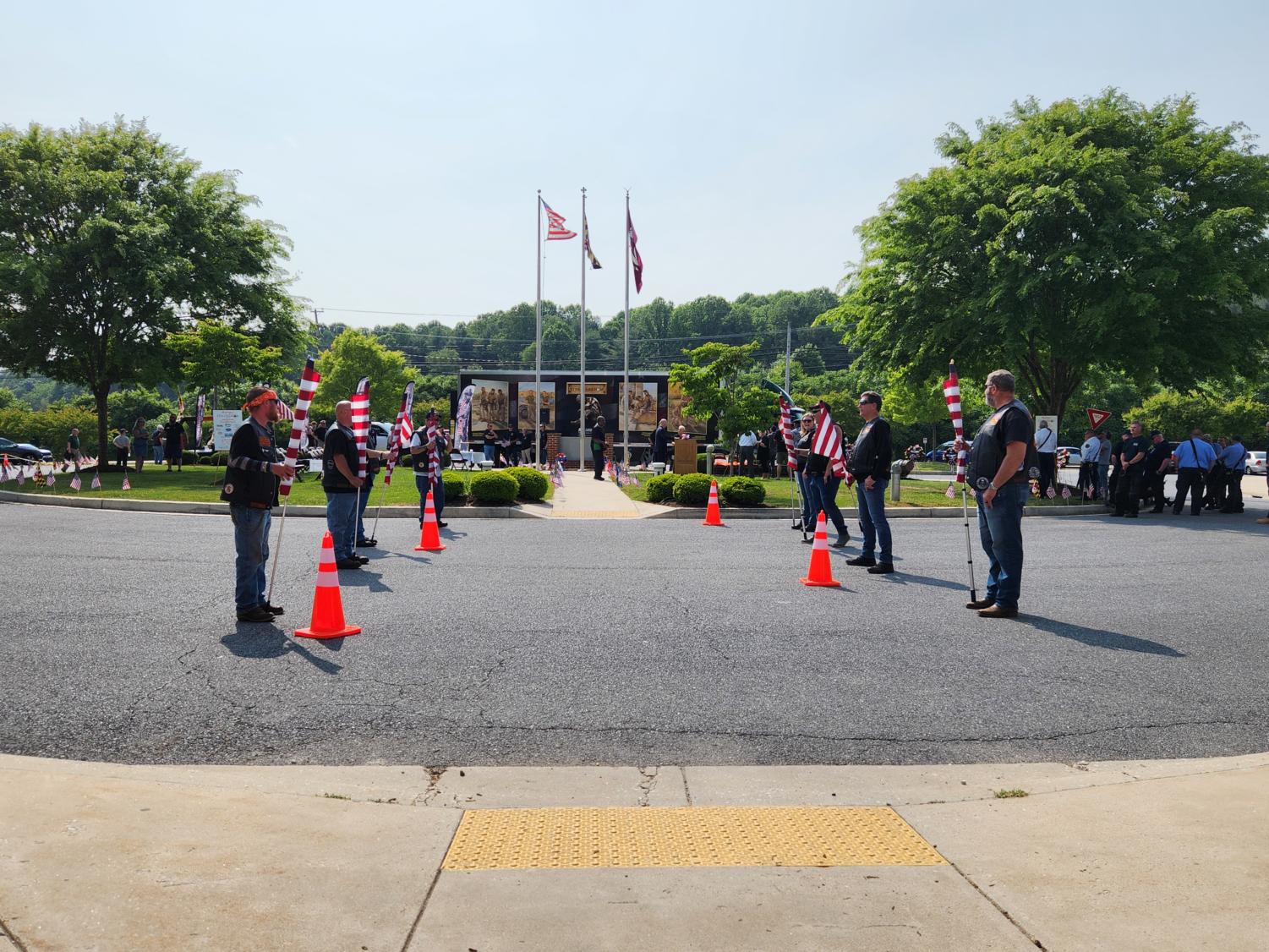 Bikers for a Cause group lines up as the Eyes of Freedom opening ceremony prepares to start. 