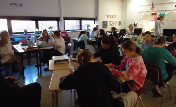 Club members gather together to design their own clothes. Photo provided by Emmy Walton.